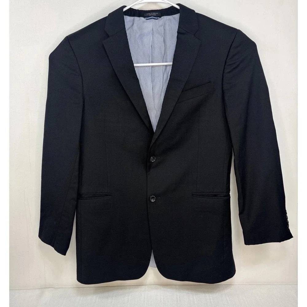 Tommy Hilfiger Suit Jacket Mens Size 40L Black 100%‎ Wool Blazer Sports Coat